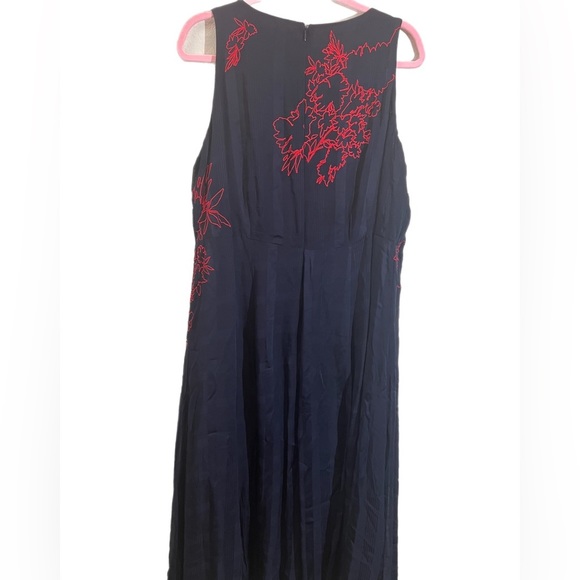 Anthropologie 16w maxi dress a+ plus size blue red  flowers sleeve under viscose - Picture 2 of 13